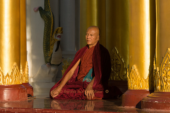 meditierender Mönch, Shwedagon Pagode