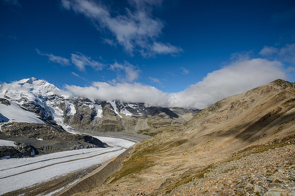 Piz Bernina mit Pers- und Morteratsch-Gletscher
