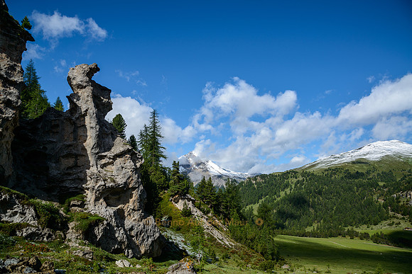 Felsfigur oberhalb der Alp Champatsch