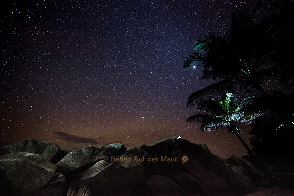 Sternenhimmel über dem Norden von La Digue